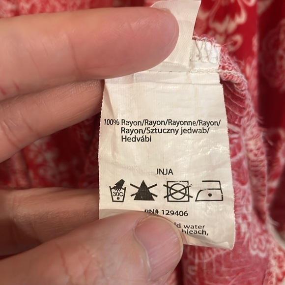 Venus Women Kimono Cardigan Large Red & White Floral Paisley Bohemian Preppy - Picture 10 of 14